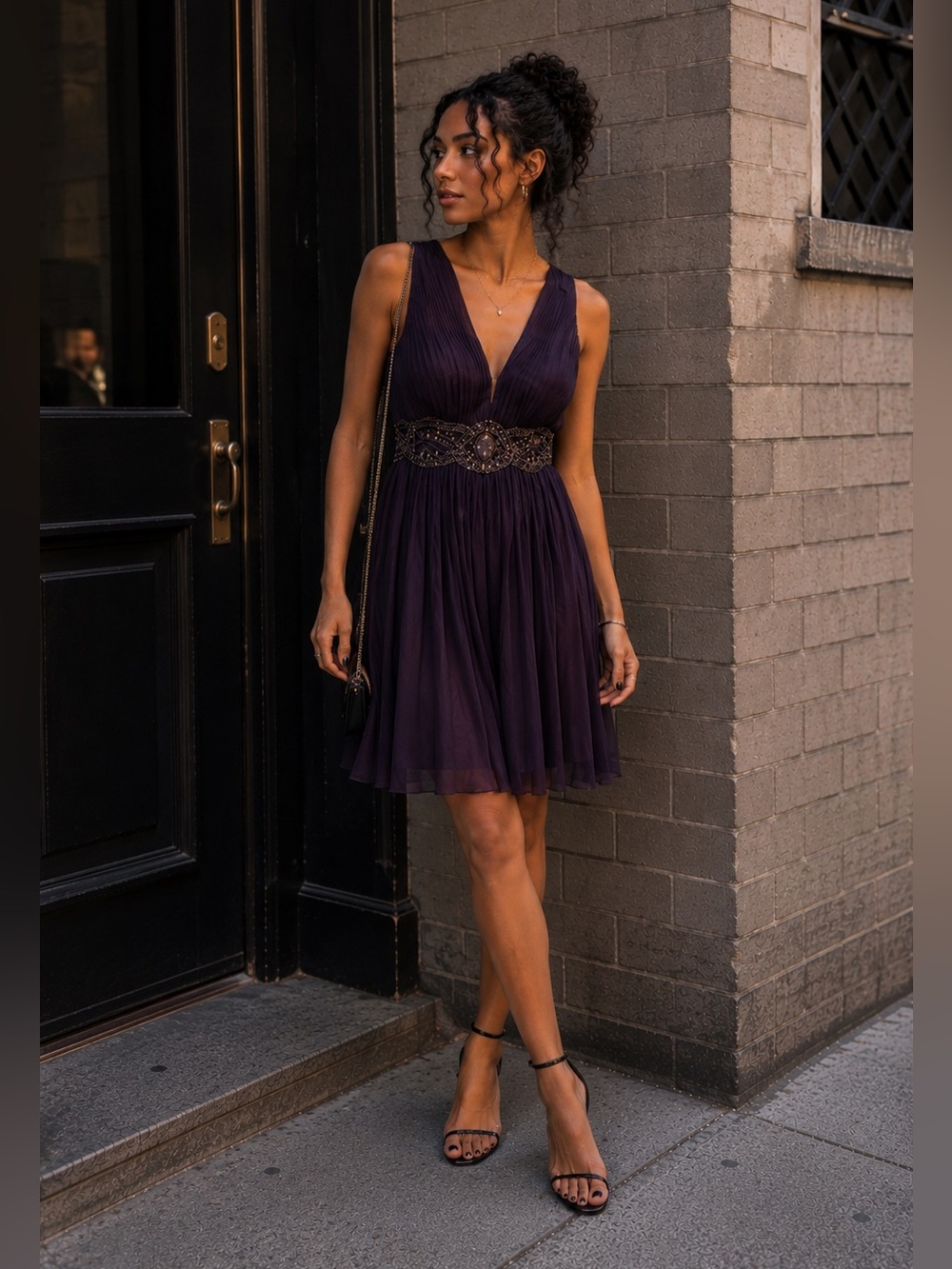 🎀Vintage🎀 Sue Wong Nocturne Beaded Eggplant Purple Evening Halter Dress Size 2
